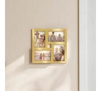 Songmics 4-Photo Collage Frame, Wall Decor Picture Display, Family Memory Showcase Set, Pale Gold