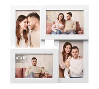 SONGMICS Collage Picture Frames, 4 Frames for 4x6 Photos, Collage Photo Frames for Wall, Multi Frames, Wall Decor, Cloud White RPF25WT