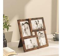 Songmics 4-Photo Wall Frame Set, Collage Picture Display, Family Memory Showcase Collection, Rustic Brown