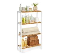 SONGMICS 4-Tier Bamboo Storage Shelf, 60 x 26 x 100 cm | Multifunctional Shelving Unit, Light Bamboo, BAMBOU Collection BCB034N01