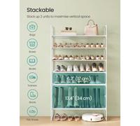 Songmics 4-Tier Metal Shoe Storage Shelf, Stackable Shoe Organiser, For Entryway, White