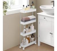SONGMICS 4 Tier Rolling Storage Trolley for Kitchen or Bathroom in White SONGMICS White