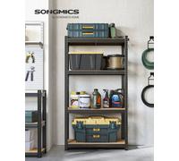 Songmics 4-Tier Shelving Unit, Steel Shelving Unit For Storage, Boltless Assembly, Load Capacity 520 Kg, 40 X 80 X 160 Cm, Black
