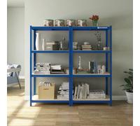 Songmics 4-Tier Shelving Unit, Steel Shelving Unit For Storage, Boltless Assembly, Load Capacity 520 Kg, 40 X 80 X 160 Cm, Blue