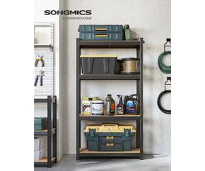 Songmics 4-Tier Shelving Unit, Steel Shelving Unit For Storage, Boltless Assembly, Load Capacity 520 Kg, 40 X 80 X 160 Cm, Black