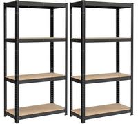 Songmics 4-Tier Shelving Units,set Of 2 Steel Shelving Unit For Storage,boltless Assembly,520 Kg Each,40 X 80 X 160 Cm, Black