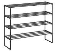 SONGMICS 4-Tier Shoe Rack, Metal Shoe Storage Organiser Fits 16 to 20 Pairs | Shoe Storage Rack 30 x 92 x 74 cm, Upright or Upside Down Stackable for Hallway, Black, DEKY CollectionLSA14BKV2
