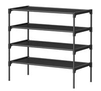 SONGMICS 4-Tier Shoe Rack, Shoe Storage Organiser, Metal Frame | Space-Saving, Non-Woven Fabric Shelves, Hallway, 62.3 x 29.7 x 70.5 cm, Ink Black, RYLAN Collection LSH024BH01