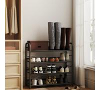 Songmics 4 Tier Shoe Rack, Stackable Storage Rack, Up To 16 Pairs, Metal, For High Heels, Sneakers, Slippers, In Entrance