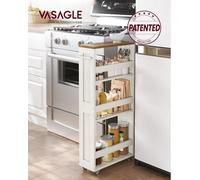 Songmics 4-Tier Slim Storage Trolley, Kitchen Trolley With Wheels, Handle, Small Space, 15 X 43.2 X 86.5 Cm, Bathroom, Laundry Room