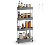 Grey 4-Tier Slim Plastic Storage Cart