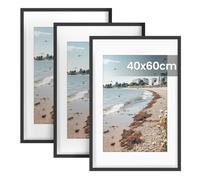 SONGMICS 40 x 60 cm Picture Frame with Mount, Set of 3, Wall Hanging, Black | Photos, Poster, certificate frame, Freestanding and Wall Mountable, No-Trace Nails Included, 40x60cm, RPF074BZ01