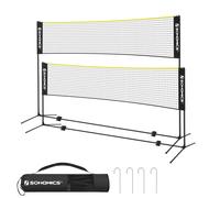 SONGMICS 4M Badminton Net Volleyball Net Adjustable Height Portable Set for Tennis, Beach, Volleyball, Garden, Park, Outdoor, Black and Yellow SYQ400