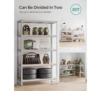 Songmics 5-Level Shelving Rack, Storage Organising Shelf, Boltless Assembly, Garage Organizer, Heavy Duty, Silver