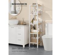 Songmics 5-Tier Bamboo Bathroom Shelf, Freestanding Narrow Shelf Unit, Multifunctional Storage Shelf, Corner Shelf