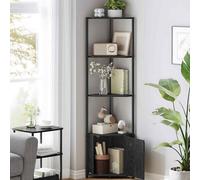 Songmics 5-Tier Corner Storage Shelf, Freestanding Corner Shelving Unit For Living Room, Bedroom, Kitchen And Bathroom, Black