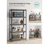 5-Tier Shelving Unit, Steel Shelving Unit for Storage, for Garage, Grey / 40 x 90 x 180 cm / 1