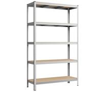 SONGMICS 5-Tier Shelving Unit, Steel Shelving Unit for Storage, Boltless Assembly, for Garage, Shed, Load Capacity 750 kg, 60 x 120 x 200 cm, Silver GLR060E01