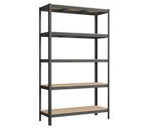 SONGMICS 5-Tier Heavy-Duty Shelving Units, Set of 2 Steel Shelving Units for Storage, Boltless Assembly, for Garage, Shed, Load Capacity 750 kg, 60 x 120 x 200 cm, Grey GLR060G02