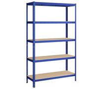 SONGMICS 5-Tier Shelving Unit, Steel Shelving Unit for Storage, Boltless Assembly, for Garage, Shed, Load Capacity 750 kg, 60 x 120 x 200 cm, Blue GLR060Q01