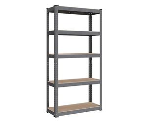 SONGMICS 5-Tier Shelving Unit, Steel Shelving Unit for Storage, Boltless Assembly, for Garage, Shed, Load Capacity 650 kg, 30 x 75 x 150 cm, Grey GLR030G01