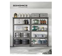 Songmics 5-Tier Shelving Unit, Steel Shelving Unit For Storage, Tool-Free Assembly, For Garage, Shed, Load Capacity 875 Kg