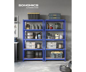 Songmics 5-Tier Shelving Unit, Steel Shelving Unit For Storage, Tool-Free Assembly, Load Capacity 875 Kg, 40 X 90 X 180 Cm, Blue