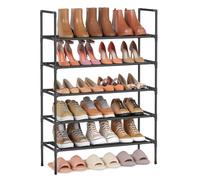 SONGMICS 5-Tier Shoe Rack, for 18 Pairs, 64.8 x 27.7 x 104.2 cm | Shoe Storage Organiser, Metal and Non-Woven Fabric, Space-Saving Stand for Hallway, Black, RYLAN Collection LSH045BH02V1
