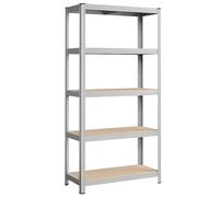 SONGMICS 5-Tier Storage Shelf, Adjustable Boards, Industrial Style, for Kitchen, Living Room, 40 x 90 x 180 cm, 875 kg Capacity, Silver GLR40SV
