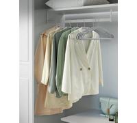 Songmics 50 Heavy-Duty Plastic Clothes Hangers, Wide Shoulder Notches, Pant Bar, 360 Swivel Hook, Space-Saving, Grey