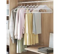 Songmics 50 Premium Velvet Wardrobe Hangers, Large Pack Non-Slip Clothes Holders With Rotating Hook, Silver And White