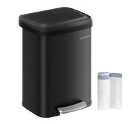 SONGMICS 50L Kitchen Bin, Metal Pedal Bin with Lid | Tall and Large Rubbish Bin, Ink Black, POWE Collection LTB530B5002