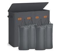 SONGMICS 55.4 Gallon (210 L) Laundry Hamper, 4-Compartment Laundry Basket Sorter with Lid, Labels, Removable Liner Bags, for Bedroom, Dark Gray URLH014G01