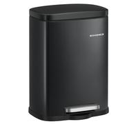 SONGMICS 5L Ink Black Bathroom Bin, Easy-Clean Steel, Soft-Close Lid | Hands-Free Opening, Bag Holder and Space-Saving Design for Bathrooms and Small Spaces, LTB005BZ02