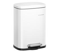 SONGMICS 5L Matte White Bathroom Bin, Easy-Clean Steel, Soft-Close Lid | Hands-Free Opening, Bag Holder and Space-Saving Design for Bathrooms and Small Spaces, LTB005WZ02