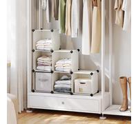 SONGMICS 6 Cube Modular Plastic Storage Organiser Shoe Rack Unit in Cream SONGMICS Cream