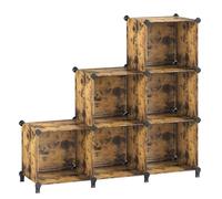 SONGMICS 6 Cube Storage Organizer, Modular Bookshelf, DIY Closet Organizers and Storage, Plastic Stackable Shelves, 14.6 x 13 x 13 Inch Cubes, with Feet and Rubber Mallet, Rustic Brown ULPC206A01