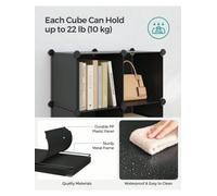 Songmics 6 Cube Storage Unit, Modular Plastic Cube Storage Organiser, Each Cube 30 X 30 X 30 Cm, Black Autumn Decor