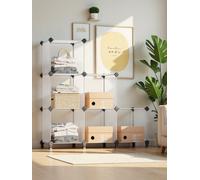 Songmics 6 Cube Storage Unit, Modular Plastic Cube Storage Organiser, Shoe Rack, Living Room, Bedroom, Study, White