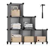 Songmics 6 Cube Storage Unit, Modular Plastic Cube Storage Organiser With Feet, Shoe Rack, Each Cube 30 X 30 X 30 Cm