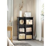 Songmics 6 Cube Storage Unit, Modular Plastic Cube Storage Organiser With Feet, Shoe Rack, With Rubber Mallet, Black