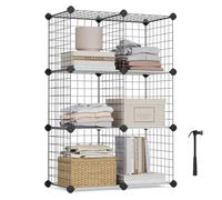SONGMICS Storage Rack with Wire Grid Shelves, 6-Cube, Black