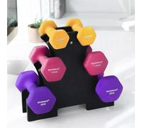 Songmics 6 Hex Dumbbells With Holder, Fitness Training Set With Neoprene Coating For Home Gym, Yellow + Pink + Purple
