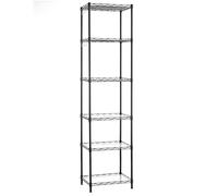 SONGMICS 6-Tier Shelving Unit, Metal Kitchen Shelves, 40 x 30 x 160 cm | Adjustable Wire Shelves, PP Liners, 8 Hooks, for Living Room, Garage, Ink Black, DALTEN Collection LGR116B01