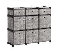 SONGMICS 9-Cube Drawer Organiser, Storage Unit with 9 Storage Boxes, Closet Organiser, Bookcase, 83.5 x 30 x 79.5 cm, for Bedroom, Living Room, Hallway, Heather Grey LSN603G12