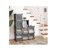 Songmics 9-Cube Storage Organiser Unit, Plastic Closet With Doors, Modular Cabinet For Clothes, Toys, Easy To Assemble