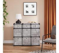 SONGMICS 9-Cube Storage Unit with Drawer Boxes Closet Organiser Bookcase in Light Grey SONGMICS Light Grey