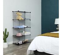 Songmics 9-Cube Wire Grid Storage Rack, Interlocking Shelving Unit With Metal Mesh Shelves And Pp Plastic Sheets