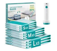 SONGMICS 9 Pack Vacuum Storage Bags, Electric Pump, 3S/3M/3L