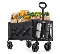SONGMICS 90L Festival Trolley on Wheels, Foldable Camping Cart Garden Wagon